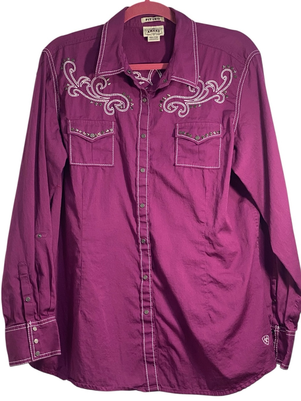 Ariat Purple Embroidered Western Snap Shirt